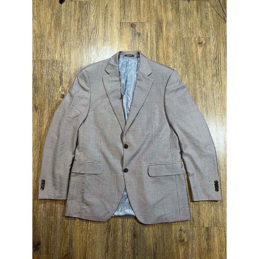 Peter Millar Blazer Mens 40R Gray Wool Houndstooth Sport Coat Jacket Two Button